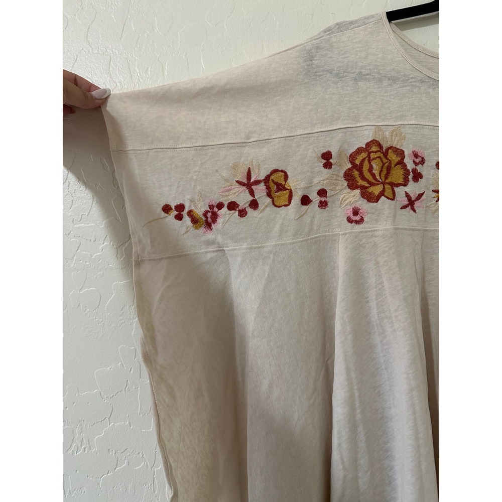 Easel Los Angeles Floral Embroidered Oversized Knit Top Cream Boho L Peasant - Picture 6 of 15